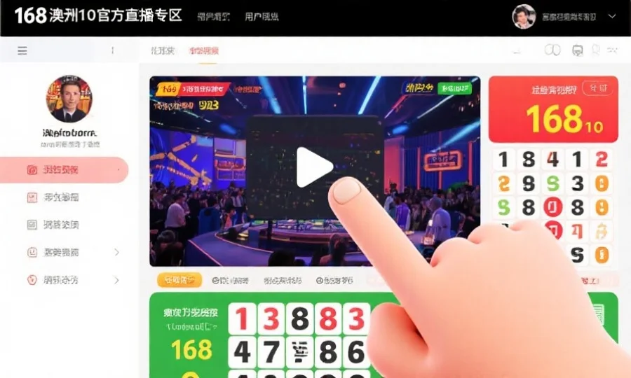 168澳洲十官方网站直播专区界面,用户正在点击一个开奖视频,画面显示现场直播画面和实时开奖数字